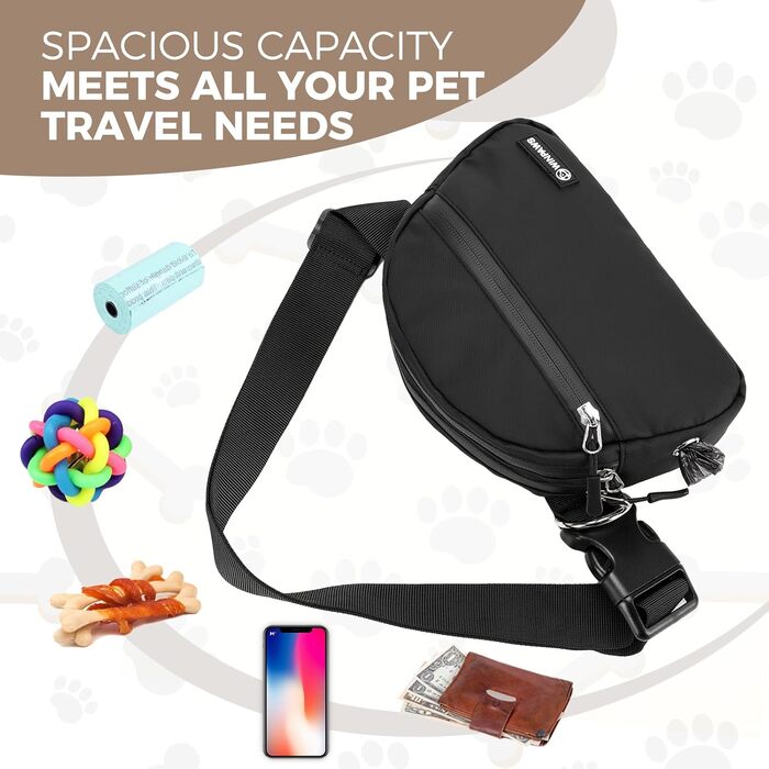 Сумка для дресирування собак Leckerlibeutel, з невеликим круглим мішечком, вбудованим диспенсером для собачих екскрементів та тримачем собачих екскрементів, кремового кольору (чорний)