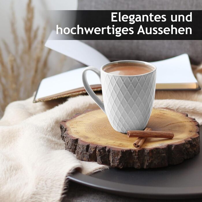 MIAMI – 6 x 400 ml – Coffee Cup Set/Mugs – Modern Matte Ceramic Cup – Large Coffee Cup – Palmanova Collection (Ocean)
