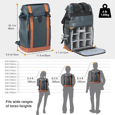 TARION Рюкзак для фотоапарата Kaera: водонепроникний рюкзак для фотокамери, рюкзак з відділенням для ноутбука 14 дюймів, рейнкавер (зелений, синій, M)