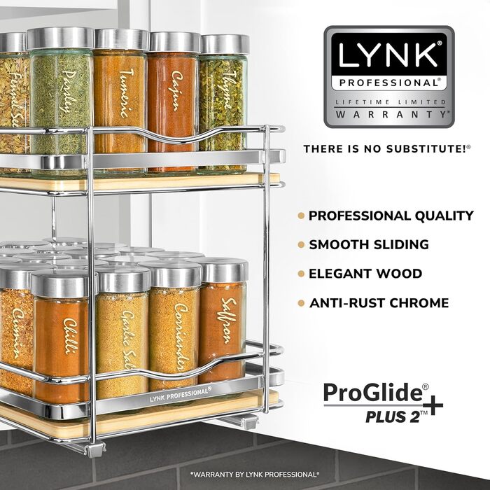 Висувна організація для спецій LYNK PROFESSIONAL® для шаф - 26.4 см, 2 яруси, індустріальний стиль