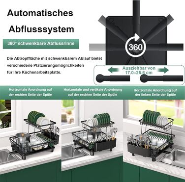 Підставка для посуду ROTTOGOON 2-ярусна, з нержавіючої сталі, чорна - органайзер для кухонних аксесуарів