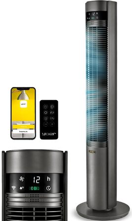 Вентилятор баштовий YOER CoolWhisper TF07G Wi-Fi, 12 швидкостей, іонізатор, 12м, сірий металік