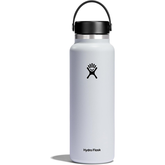 HYDRO FLASK - 1180ml (40oz) Water Bottle - Insulated Stainless Steel Water Bottle - Sports Bottle with Leak-Proof Flex Cap Lid & Strap - Dishwasher-Safe Thermos - Wide Mouth - White