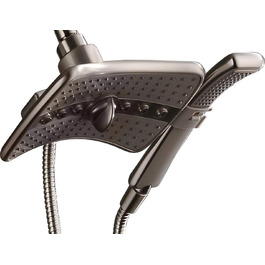 BRIGHT SHOWERS Dual Shower Head Combo Set, Handheld Shower Head, Rainfall Shower Head, Combo with Black Face, 152.4 cm (60 inch) Stainless Steel Shower Hose, (2.5 Gallon Per Minute, Brushed Nickel)