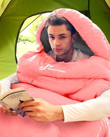 3-4 Season Sleeping Bag - Waterproof & Lightweight Sleeping Bag for Camping, Travel & Outdoor Activities - Adult Size (Pink)