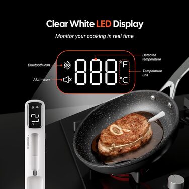 Inkbird INT-11I-B Міні термометр для м'яса: бездротовий, LCD-дисплей, Bluetooth 5.4, IP67, для приготування на грилі, в духовці, мангалі, фритюрниці