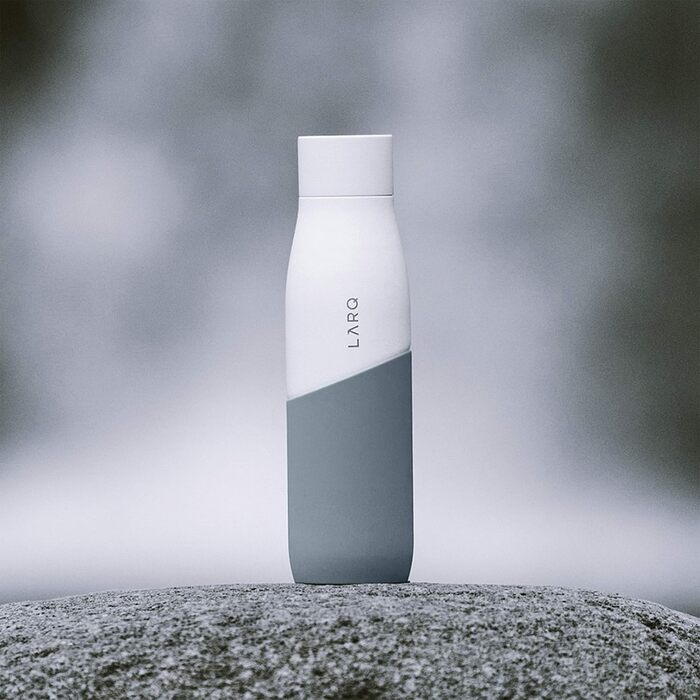 LARQ Movement PureVis 950ml – UV Self-Cleaning Stainless Steel Bottle with Silicone Sleeve | Lightweight, Shockproof, Keeps Water Cool | Fitness, Running & Outdoor Activities, (710 ml, White/Pebble)