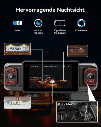 Автомобільний відеореєстратор IIWEY N5 4-канальний 360° 1080P (передній, задній, внутрішній, бічні камери) з нічним баченням, G-сенсором, режимом паркування, 5G Wi-Fi та SD-картою 128ГБ