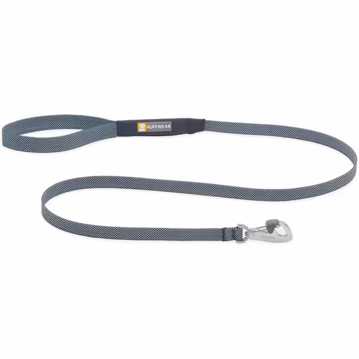 RUFFWEAR Hi & Light Dog Lead, Strong Lead with integrated storage pocket and secure Crux-Clip closure, compactly folds down to pocket size, (Basalt Grey)