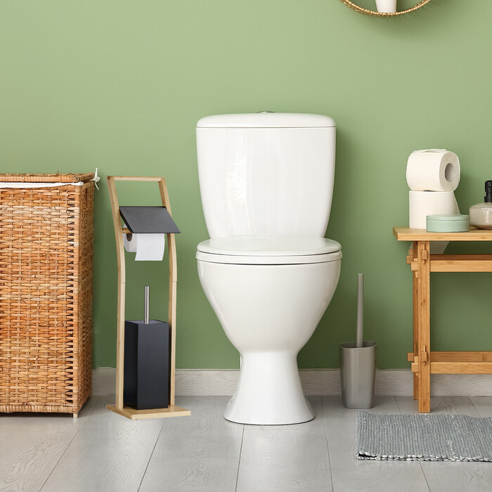 Relaxdays Toilet Set Bamboo Black