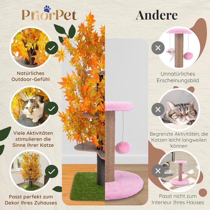 Дерево для котів Kratzbaum Natur - багатоярусне, з висувними елементами, 160 см, безпечні матеріали, патентована міцність
