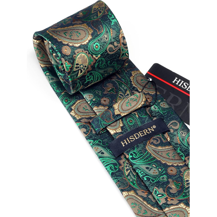 HISDERN Комплект краватки та нагрудного хустинки з квітковим візерунком паваролочка, зелений