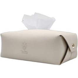 Genuine Leather Cosmetic Tissue Box, Handmade, Made in Italy, perfect for living rooms, bathrooms, kitchens, and office/study (Beige)