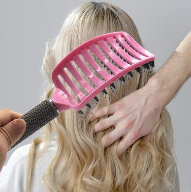 Набір з 3 шт. гребінців для волосся з щетиною дикого кабана, вигнуті, з вентиляцією, для розплутування та укладання волосся. Підходить для довгого, тонкого, густого, кучерявого волосся. Набір гребінців для волосся для розчісування та укладання.