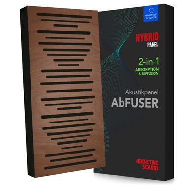 Акустична панель Addictive Sound AbFuser Wood для шумоізоляції, дерев'яна панель для студії, дому та офісу, 100x50x11,5 см, коричнева