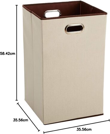 Amazon Basics - Rectangular Collapsible Laundry Basket, Beige, Brown
