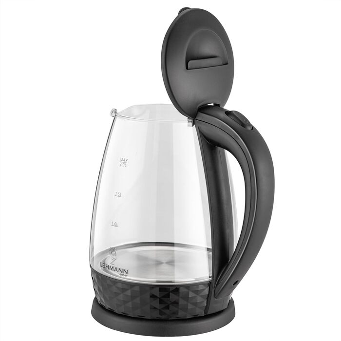 Скляний електрочайник Lehmann LHOEK-2220C 2л, 2200W з підсвіткою та декорованим цоколем