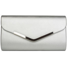 Клатч жіночий styleBREAKER срібний: вечірня сумочка-конверт з металевою оздобою та знімним ланцюжком 26x5.5x14.5 см