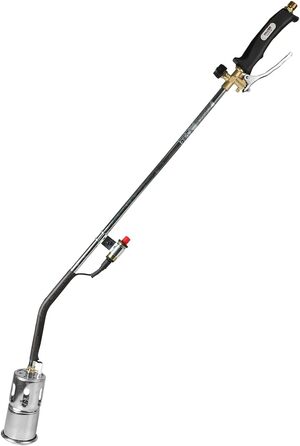 Walter Weed Burner and Weed Killer with Piezo Ignition, for weed control, moss removal, asphalt roofing, and film welding, including 5m propane hose and 4 bar propane regulator.