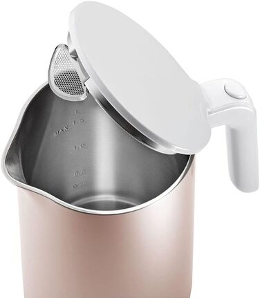 ZWILLING ENFINIGY Water Kettle Pro with Temperature Setting, Stainless Steel Scale Filter & Keep-Warm Function, 1850 Watts, 1.5 Liters, Pink