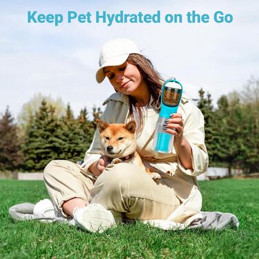 Турбунок для собак Zivacate 600 мл з контейнером для корму та пакетами для відходів - блакитний