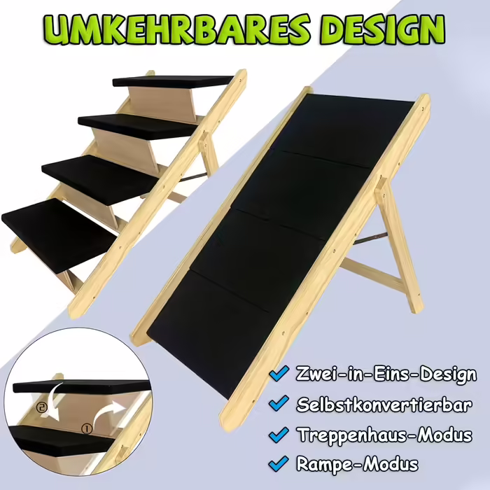 Складані пластикові сходи для собак і котів Froadp 49x38x61 см, 4 ступені, з фетровим килимком, нековзкі, для ліжка, балкона, дивана, переносні, тип А, дерев'яний дизайн