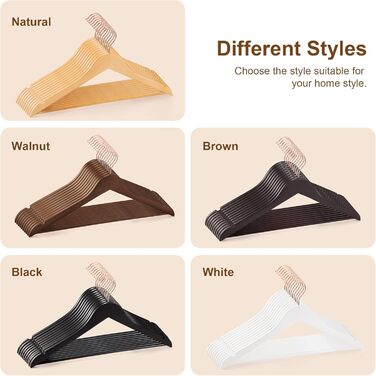 Дерев'яні вішалки для одягу HOUSE DAY, 20 шт. - для костюмів, з антиковзким покриттям, поворотний гачок рожевого золота