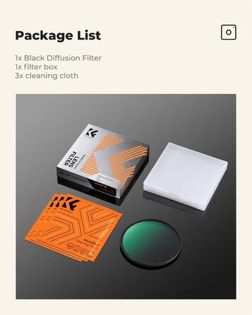 Фільтр K&F Concept 77mm Black Promist 1/8 з оптичного скла з Multi-Nano покриттям для відеозйомки/портретної фотографії (Nano-Klear)