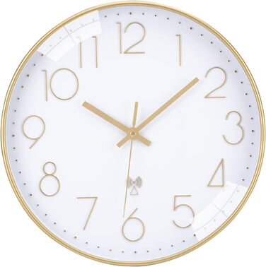 VIVILINEN Radio-Controlled Wall Clock Silent Wall Clock No Ticking Sound Modern Radio-Controlled Wall Clock Silent Wall Clock Non-Ticking Hanging Clock for Living Room Bedroom Office Kitchen 30x30cm / 12 inches