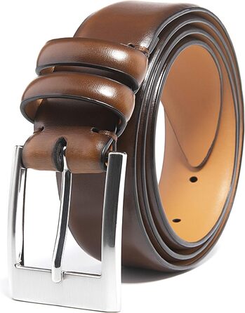 Чоловічий шкіряний ремінь Fabio Valenti – для костюмів, джинсів, уніформи. З односторонньою пряжкою. Розмір 40-42, колір Umbra Gebrannt