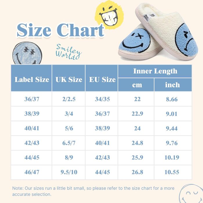 Теплі зимові домашні тапочки для жінок Smiley з м'якої плюшевої піни, Memory Foam, блакитні (38/39 EU)