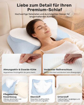 Ергономічна подушка для шиї Feagar у формі метелика з ефектом пам'яті (Memory Foam), синя
