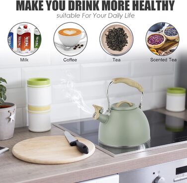 Свисток-чайник для індукційних плит, 3 л, нержавіюча сталь. Підходить для газових, індукційних та електричних плит