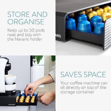 Утримувач для капсул Nespresso Navaris - органайзер для 50 капсул - білий/чорний