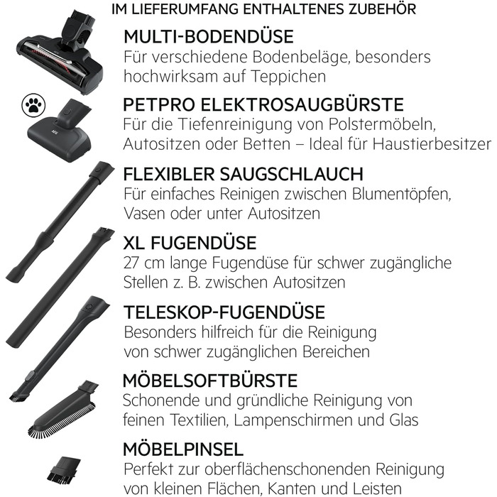 AEG QX7-1-I360 Cordless Vacuum Cleaner / Bagless Vacuum Cleaner / Quiet / Cordless Handheld Vacuum / 50 min Run Time / Lightweight / Hard Floors / 2in1 / Pet Hair / Dog / Cat / Carpet / Car / Blue