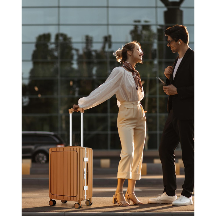 Валіза-ролер Sea Choice з відділенням для ноутбука 15.6', з USB-портом, з PC корпусом, TSA-замок, 360° колеса (жовто-коричневий)