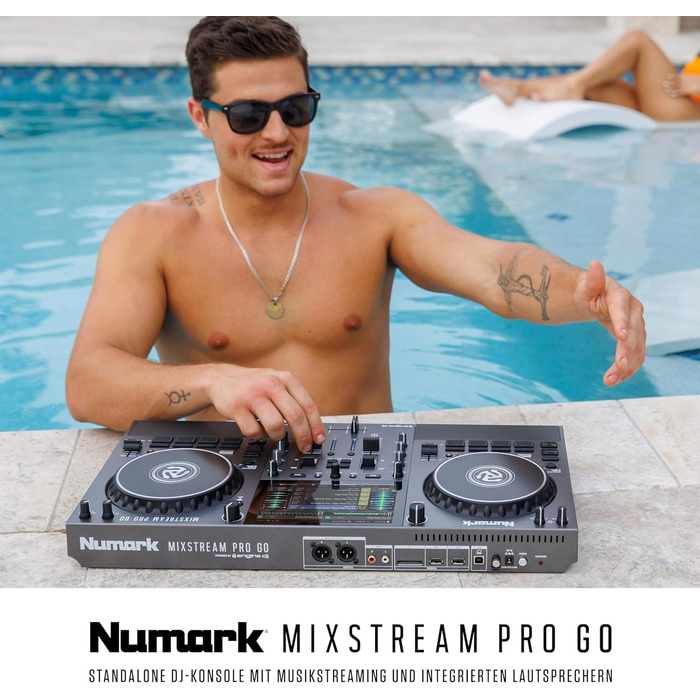 Numark Mixstream Pro Go: Портативний DJ-контролер з акумулятором, мікшер з розділенням STEM, динамік, Wi-Fi, сенсорний екран, сумісний з Serato DJ