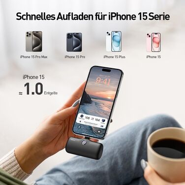 Powerbank iWALK 4800mAh 20W з LCD-дисплеєм, рожевий. Сумісний з iPhone, Samsung, Xiaomi. Портативний зарядний пристрій, компактний, легкий, для жінок та чоловіків.