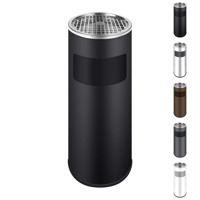 WELLGRO Standaschenbecher з нержавіючої сталі 2в1 для вулиці: попільничка та сміттєвий бак. Стійкий до погодних умов, великий попільничний бак для тераси, входу та комерційних приміщень (чорний)