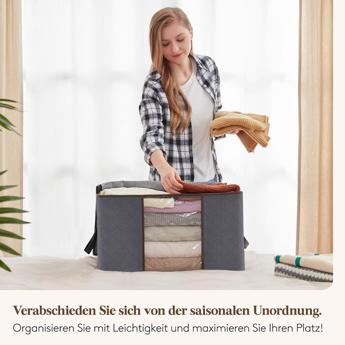 Органайзер для зберігання постільної білизни Lifewit (3 шт, 60 л), сірий - коробка для білизни, речей, постільних речей