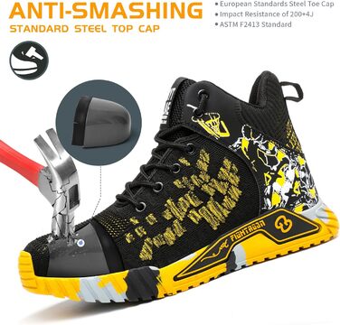 Черевики робочі чоловічі та жіночі, спортивні, з металевим носком, неслизькі, 37-46 EU, жовті