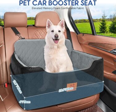 GL GLENSLAVE Dog Car Seat - Medium/Large Dogs, Up to 22kg or 2 Small Dogs - Removable & Washable Pet Car Seat (Black/Gray)