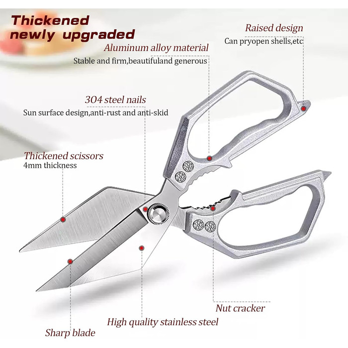 Ніж-ножиці кухонні зі сталі, універсальні, з відкривачем для пляшок, для курки, риби, м'яса, зелені, горіхів, миються в посудомийній машині