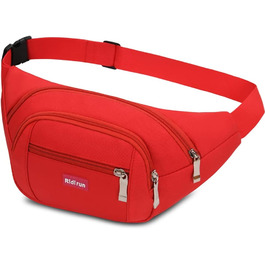 Водонепроникна поясна сумка, сумка на пояс, спортивна сумка на стегно для жінок та чоловіків, 3 кишені на блискавці, для туризму, відпочинку, спорту, червона