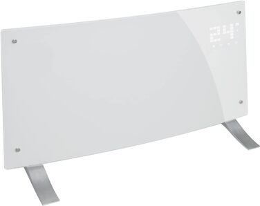 Klarstein Electric Heater, Convector Heater - Freestanding or Wall-Mountable, Energy-Saving, App Control, Quiet, Electric Standalone Heater with Thermostat, 2000 W White Bornholm Curved Smart