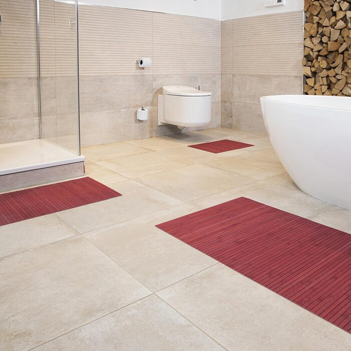 Bamboo Bath Mat Set - 3 Piece Non-Slip Bathroom Rugs | DE-Commerce