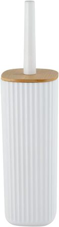 Набір для туалету WENKO Rotello: щітка та тримач з бамбуковим кришкою, білий/натуральний, Ø 10 x 36 см