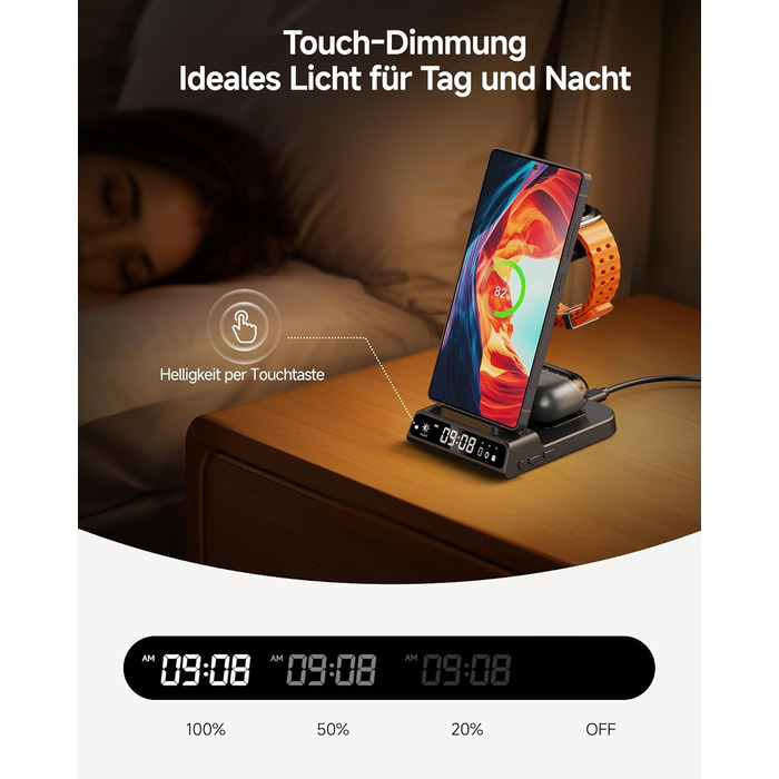 Бездротова зарядка 3-в-1 для Samsung Galaxy S25 Ultra, Watch 8/Ultra/7/6, Buds 3/3 Pro. Чорний колір