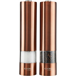 Набір електричних мельниць для солі та перцю Cooks Professional з регулюванням ступеня помелу, нержавіюча сталь, колір мідний