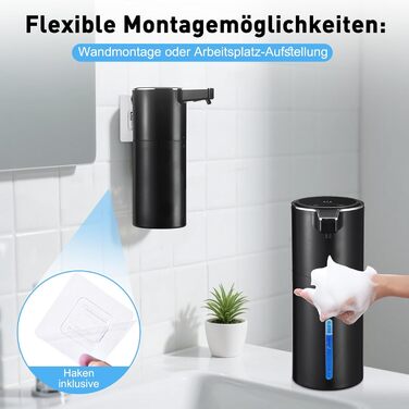 Автоматичний дозатор мила на стіну, сенсорний, 400 мл, USB, акумулятор 1800 mAh, для ванної, кухні, офісу (Білий). Підтримка чорного кольору та піни.